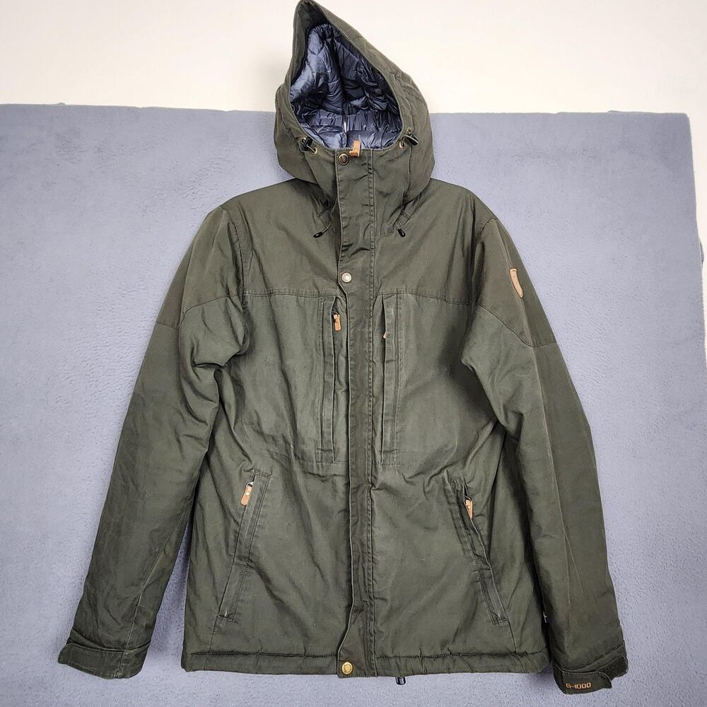 Fjallraven Skogso Padded Jacket Mens Medium Green G-1000 Hooded Winter Parka